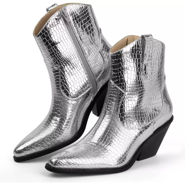MUSSHOE Cowboy Boots for Women Womens Cowgirl Boots Ankle Boots Pointed Toe Chunky Heel Booties Western Shoes