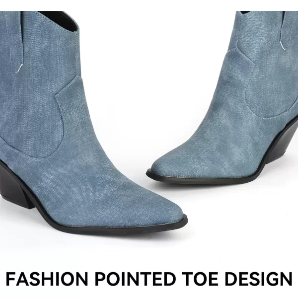 MUSSHOE Cowboy Boots for Women Womens Cowgirl Boots Ankle Boots Pointed Toe Chunky Heel Booties Western Shoes