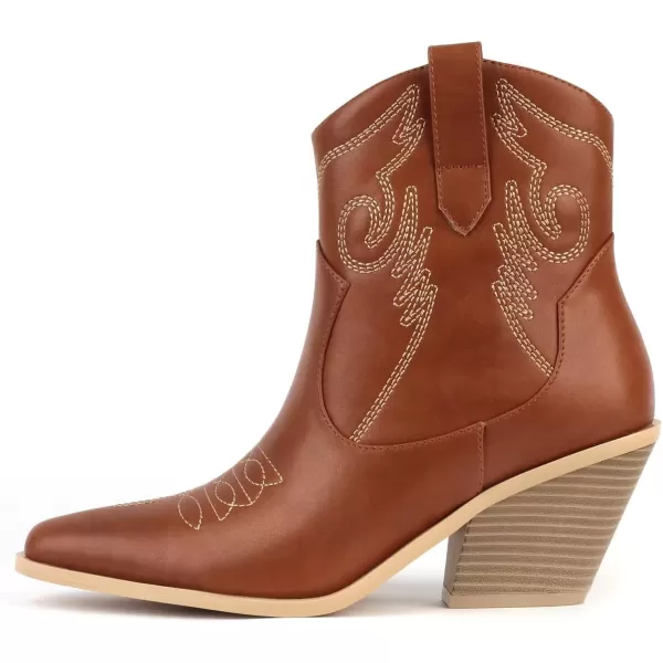 MUSSHOE Cowboy Boots for Women Womens Cowgirl Boots Ankle Boots Pointed Toe Chunky Heel Booties Western Shoes