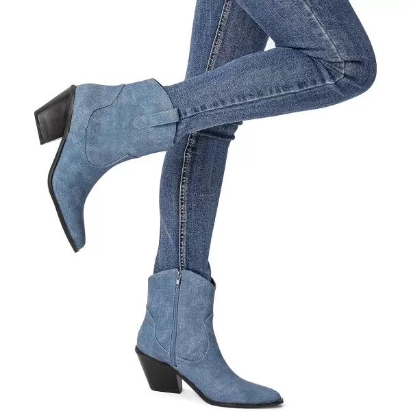 MUSSHOE Cowboy Boots for Women Womens Cowgirl Boots Ankle Boots Pointed Toe Chunky Heel Booties Western Shoes
