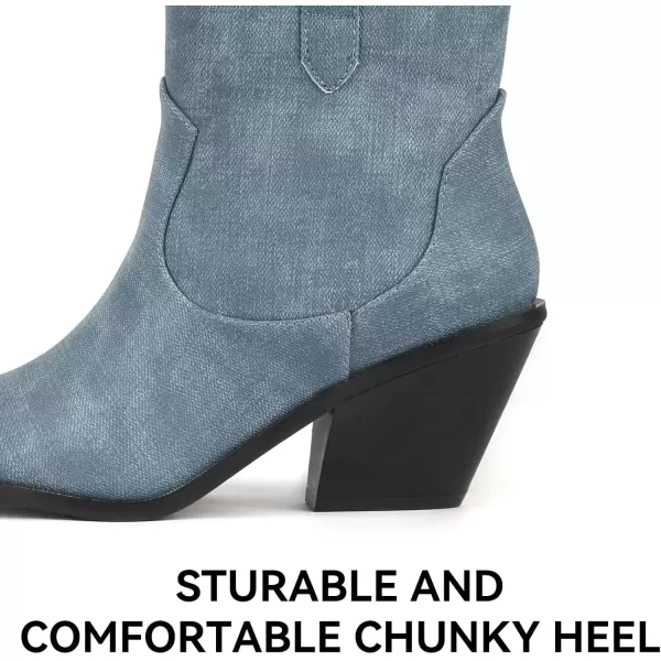MUSSHOE Cowboy Boots for Women Womens Cowgirl Boots Ankle Boots Pointed Toe Chunky Heel Booties Western Shoes
