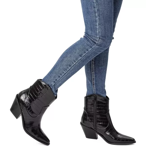 MUSSHOE Cowboy Boots for Women Womens Cowgirl Boots Ankle Boots Pointed Toe Chunky Heel Booties Western Shoes