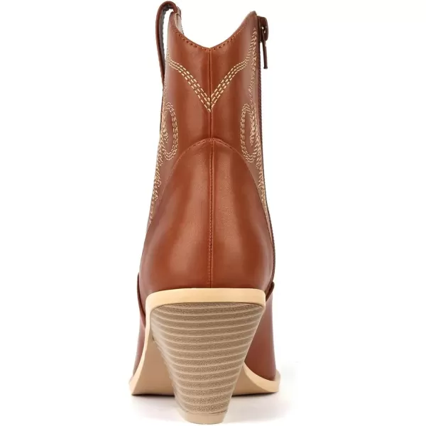 MUSSHOE Cowboy Boots for Women Womens Cowgirl Boots Ankle Boots Pointed Toe Chunky Heel Booties Western Shoes