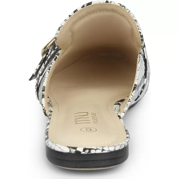 MUSSHOE Flat Mules for Women with Adjustable Strap Womens Silp On Slippers Loafers Comfortable Work Business Shoes