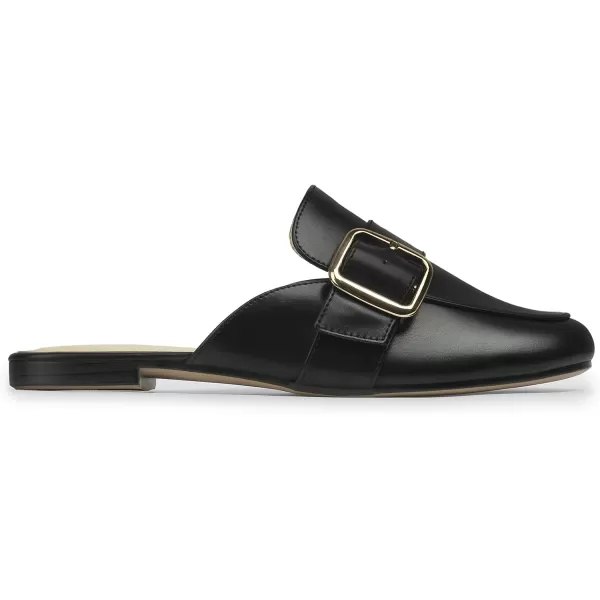 MUSSHOE Flat Mules for Women with Adjustable Strap Womens Silp On Slippers Loafers Comfortable Work Business Shoes