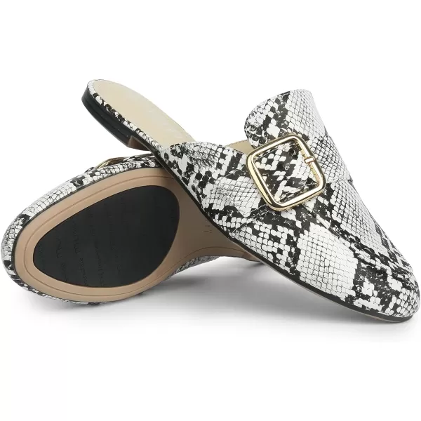 MUSSHOE Flat Mules for Women with Adjustable Strap Womens Silp On Slippers Loafers Comfortable Work Business Shoes