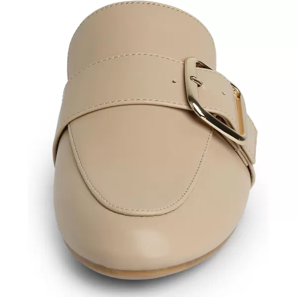 MUSSHOE Flat Mules for Women with Adjustable Strap Womens Silp On Slippers Loafers Comfortable Work Business Shoes