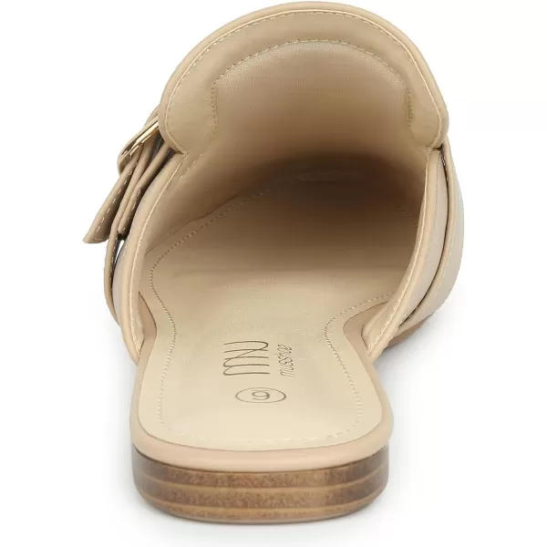 MUSSHOE Flat Mules for Women with Adjustable Strap Womens Silp On Slippers Loafers Comfortable Work Business Shoes