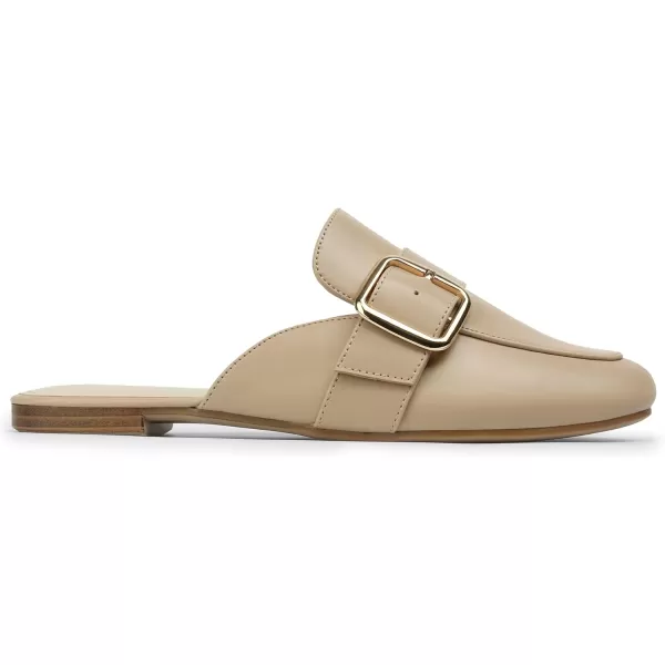 MUSSHOE Flat Mules for Women with Adjustable Strap Womens Silp On Slippers Loafers Comfortable Work Business Shoes
