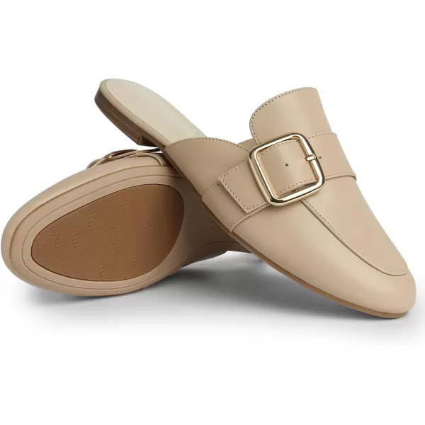 MUSSHOE Flat Mules for Women with Adjustable Strap Womens Silp On Slippers Loafers Comfortable Work Business Shoes