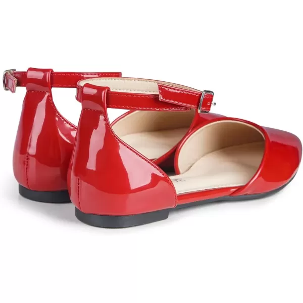 MUSSHOE Flat Shoes Women D'Orsay Pointed Toe Ankle Strap Women's Flats
