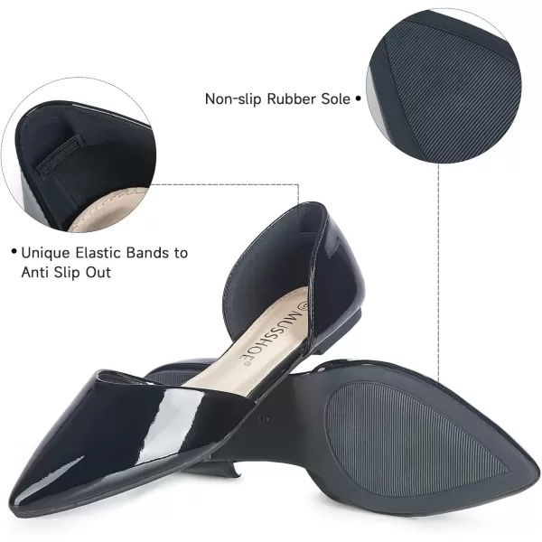 MUSSHOE Flat Shoes Women D'Orsay Pointed Toe Ankle Strap Women's Flats