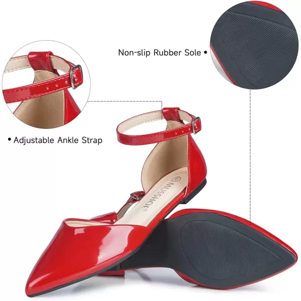 MUSSHOE Flat Shoes Women D'Orsay Pointed Toe Ankle Strap Women's Flats