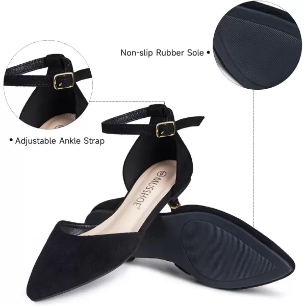 MUSSHOE Flat Shoes Women D'Orsay Pointed Toe Ankle Strap Women's Flats