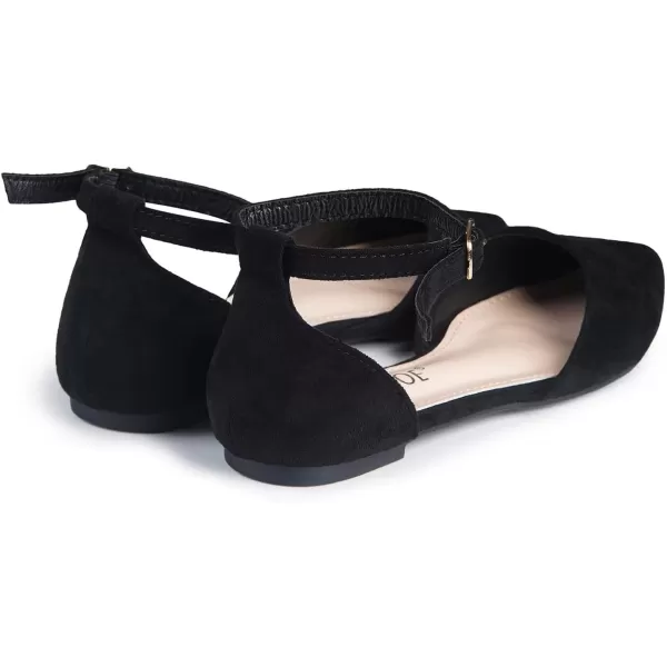 MUSSHOE Flat Shoes Women D'Orsay Pointed Toe Ankle Strap Women's Flats