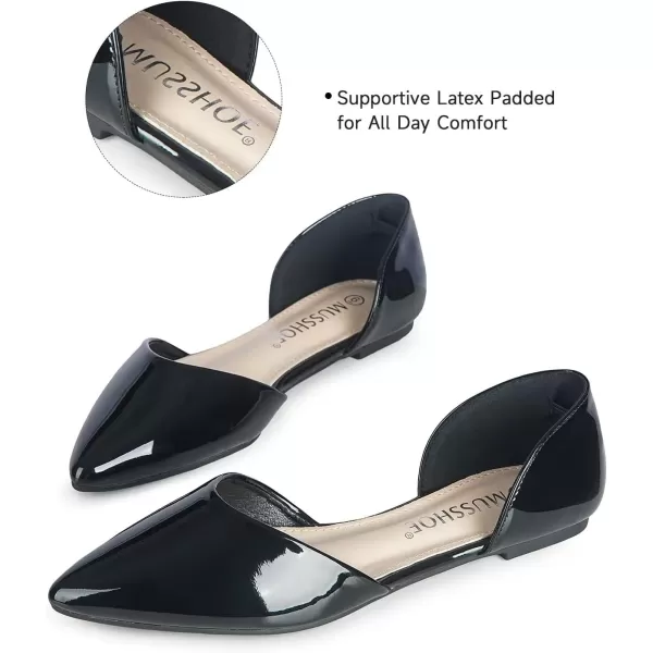 MUSSHOE Flat Shoes Women D'Orsay Pointed Toe Ankle Strap Women's Flats