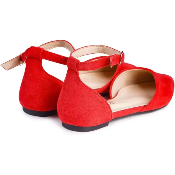 MUSSHOE Flat Shoes Women D'Orsay Pointed Toe Ankle Strap Women's Flats