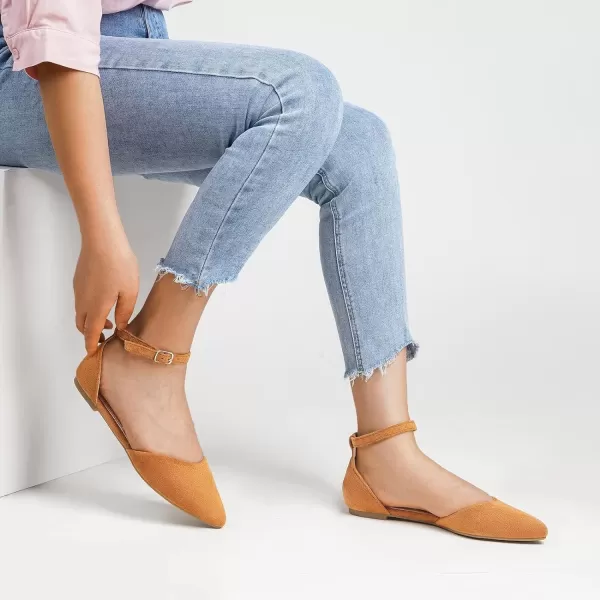 MUSSHOE Flat Shoes Women D'Orsay Pointed Toe Ankle Strap Women's Flats