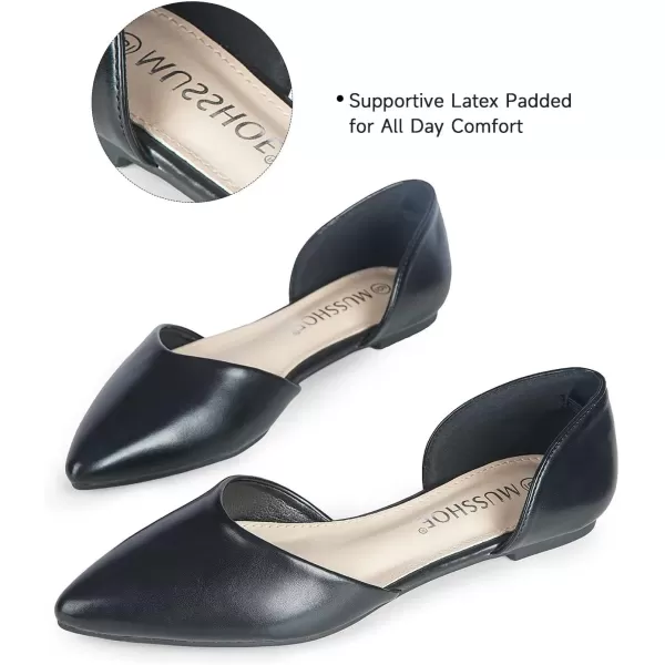 MUSSHOE Flat Shoes Women D'Orsay Pointed Toe Ankle Strap Women's Flats