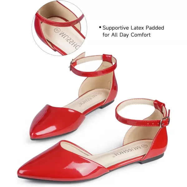 MUSSHOE Flat Shoes Women D'Orsay Pointed Toe Ankle Strap Women's Flats