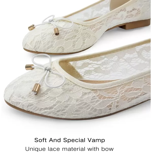 MUSSHOE Flats Shoes Women Comfortable Bowknot Lace Breathable Ballet Flats for Women