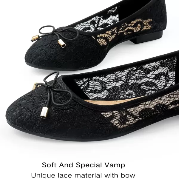 MUSSHOE Flats Shoes Women Comfortable Bowknot Lace Breathable Ballet Flats for Women