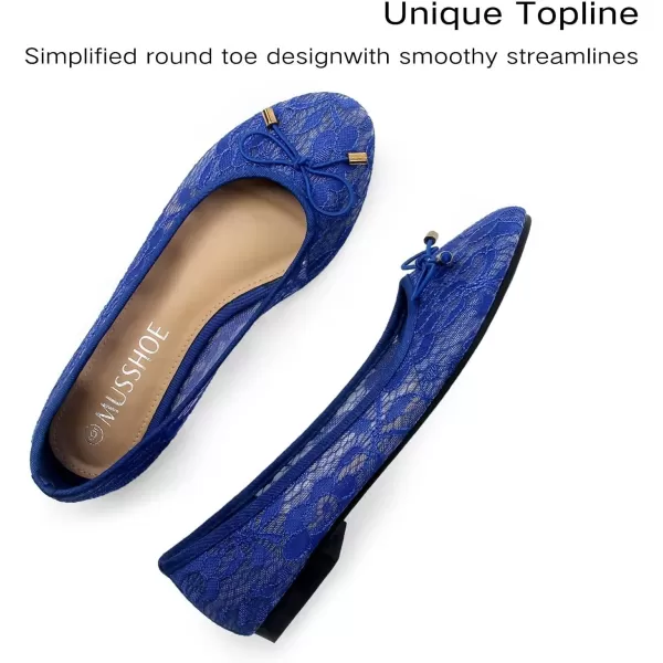 MUSSHOE Flats Shoes Women Comfortable Bowknot Lace Breathable Ballet Flats for Women