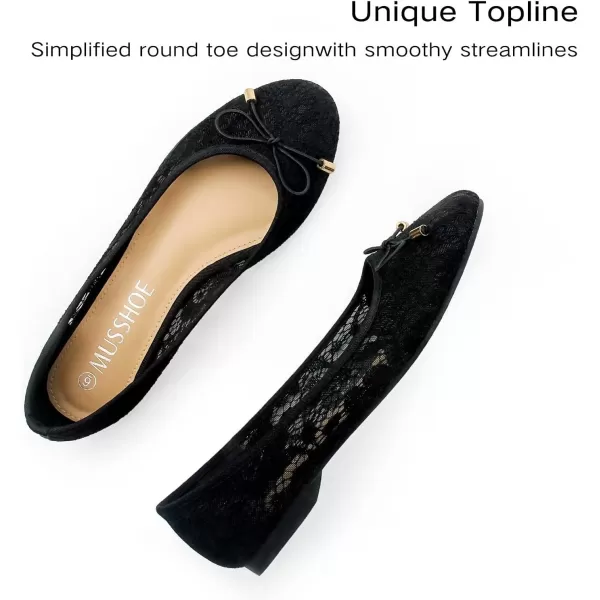 MUSSHOE Flats Shoes Women Comfortable Bowknot Lace Breathable Ballet Flats for Women