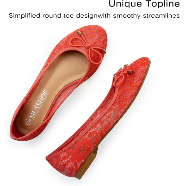 MUSSHOE Flats Shoes Women Comfortable Bowknot Lace Breathable Ballet Flats for Women