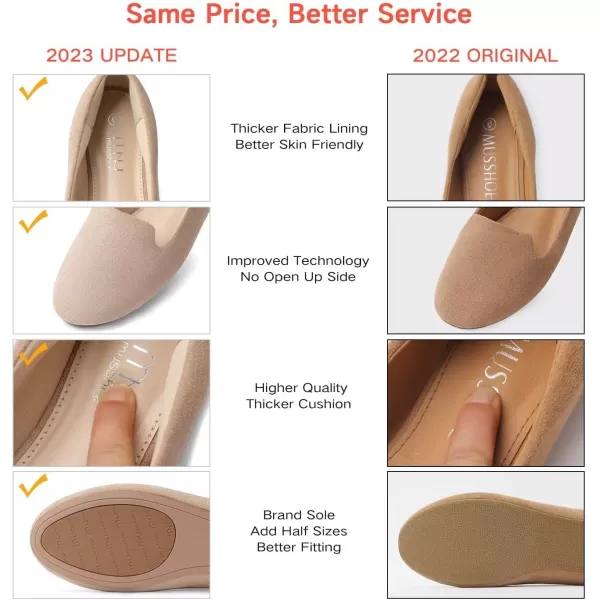 MUSSHOE Flats Shoes Women Comfortable Round Toe Memory Foam Women's Flats