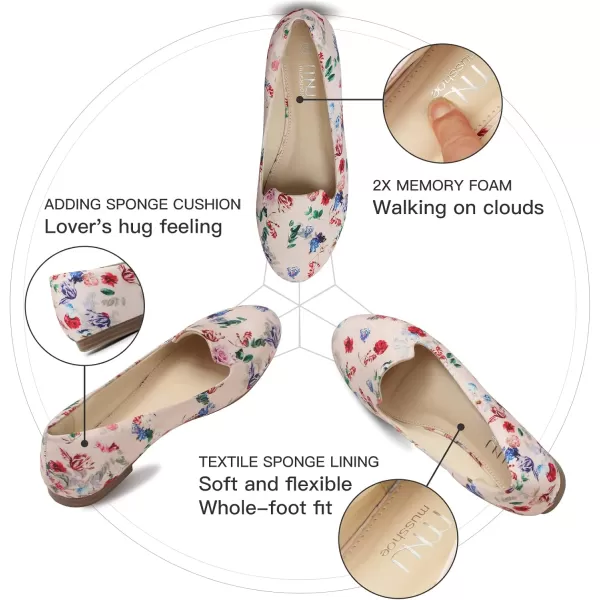 MUSSHOE Flats Shoes Women Comfortable Round Toe Memory Foam Women's Flats
