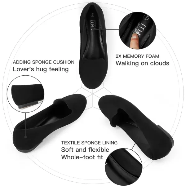 MUSSHOE Flats Shoes Women Comfortable Round Toe Memory Foam Women's Flats