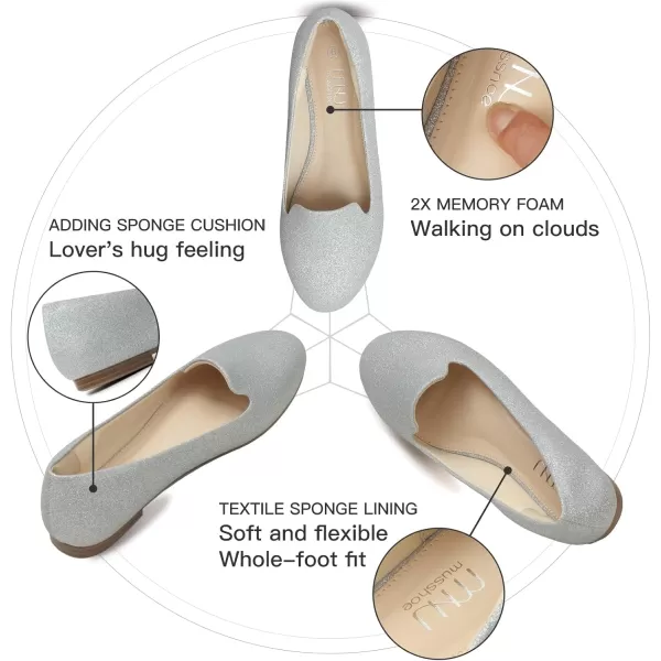 MUSSHOE Flats Shoes Women Comfortable Round Toe Memory Foam Women's Flats