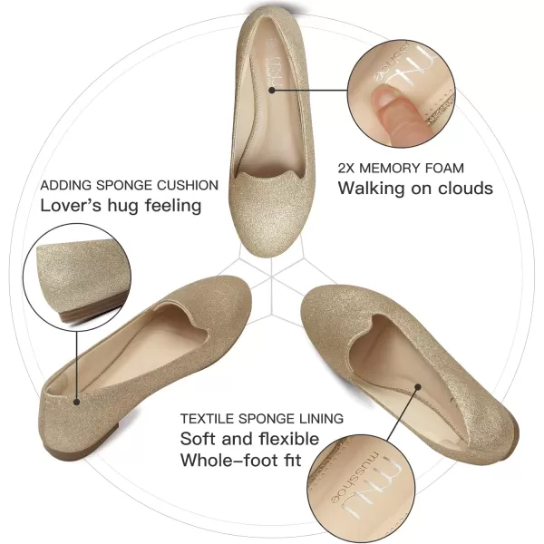 MUSSHOE Flats Shoes Women Comfortable Round Toe Memory Foam Women's Flats