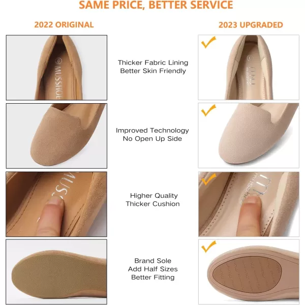 MUSSHOE Flats Shoes Women Comfortable Round Toe Memory Foam Women's Flats