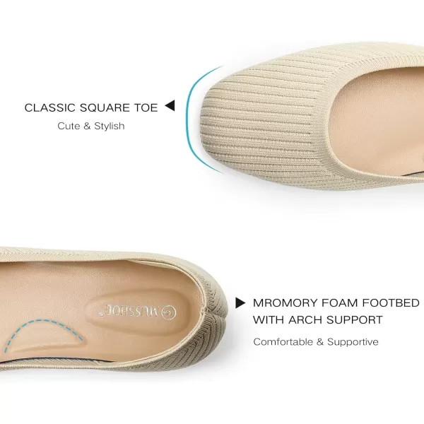MUSSHOE Flats Shoes Women Comfortable Square Toe Breathable Women's Flats