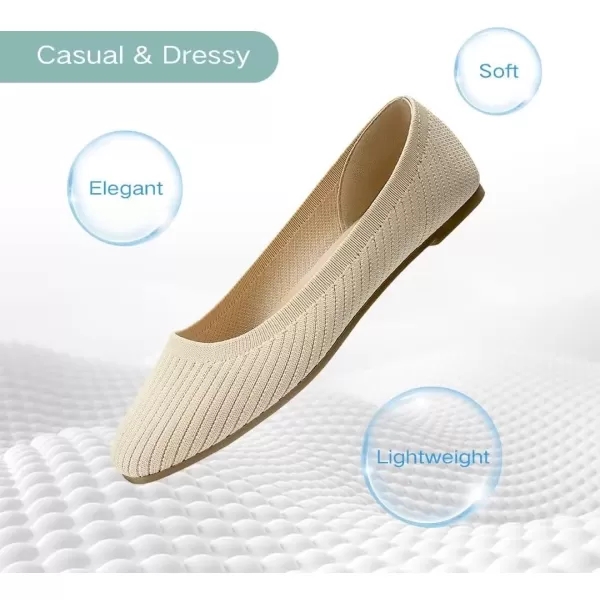 MUSSHOE Flats Shoes Women Comfortable Square Toe Breathable Women's Flats