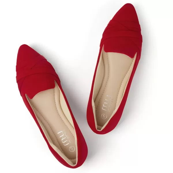 MUSSHOE Flats Shoes Women Dressy Pointed Toe Slip on Microfiber Comfortable Women's Flats Ballet Flats for Women