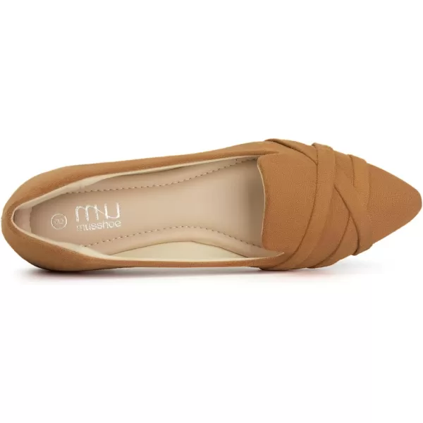 MUSSHOE Flats Shoes Women Dressy Pointed Toe Slip on Microfiber Comfortable Women's Flats Ballet Flats for Women