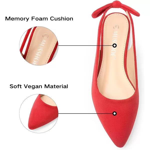 MUSSHOE Flats Shoes Women Slingback Pointed Toe Comfort Womens Flats with Bow