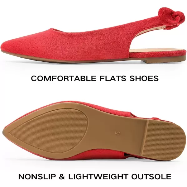 MUSSHOE Flats Shoes Women Slingback Pointed Toe Comfort Womens Flats with Bow