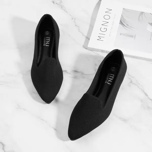 MUSSHOE Flats Shoes for Women Slip on Ballet Flats Dress Shoes Knit Flats Pointed Toe Flat Shoes for Women Comfortable Dressy Women Shoes