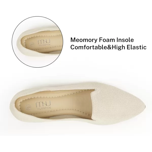 MUSSHOE Flats Shoes for Women Slip on Ballet Flats Dress Shoes Knit Flats Pointed Toe Flat Shoes for Women Comfortable Dressy Women Shoes