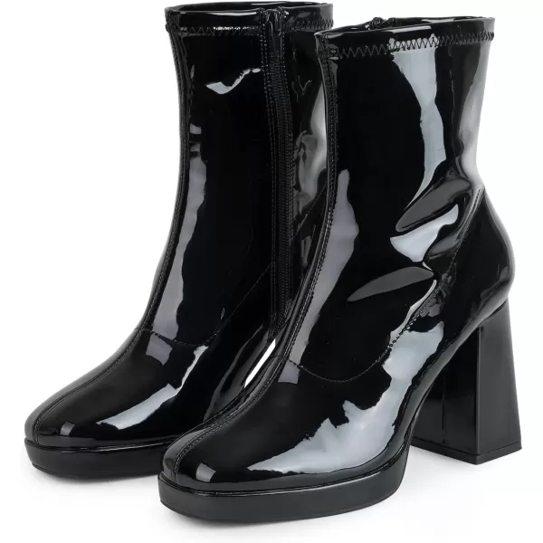 MUSSHOE Gogo Boots Ankle Boots For Women Comfortable Square Toe High Chunky Heel Platform Boots Women's Ankle Boots &amp; Booties Shoes
