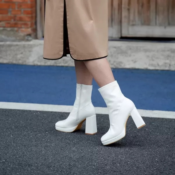 MUSSHOE Gogo Boots Ankle Boots For Women Comfortable Square Toe High Chunky Heel Platform Boots Women's Ankle Boots &amp; Booties Shoes