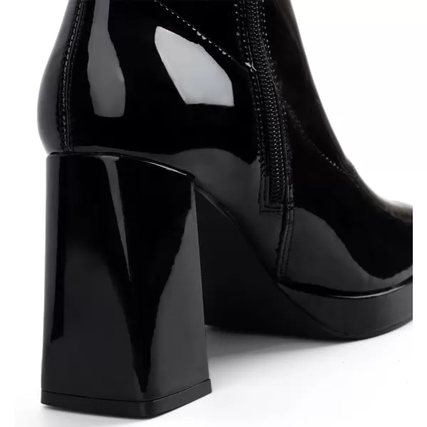 MUSSHOE Gogo Boots Ankle Boots For Women Comfortable Square Toe High Chunky Heel Platform Boots Women's Ankle Boots &amp; Booties Shoes