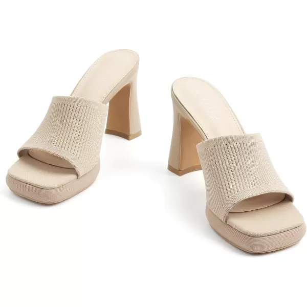 MUSSHOE High Platform Sandals for Women Square Toe Chunky Heel Block Heeled Sandals Slip On Open Toe Comfortable Sandals