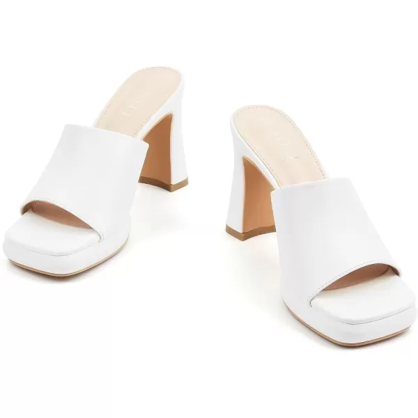 MUSSHOE High Platform Sandals for Women Square Toe Chunky Heel Block Heeled Sandals Slip On Open Toe Comfortable Sandals