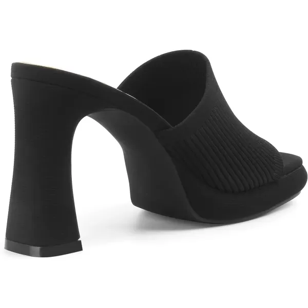 MUSSHOE High Platform Sandals for Women Square Toe Chunky Heel Block Heeled Sandals Slip On Open Toe Comfortable Sandals