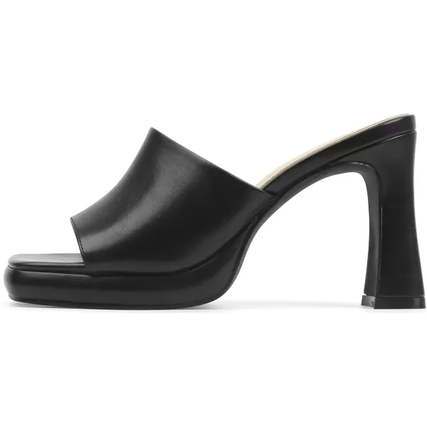 MUSSHOE High Platform Sandals for Women Square Toe Chunky Heel Block Heeled Sandals Slip On Open Toe Comfortable Sandals